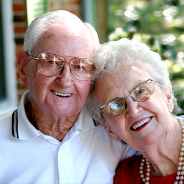 A couple smiling together
